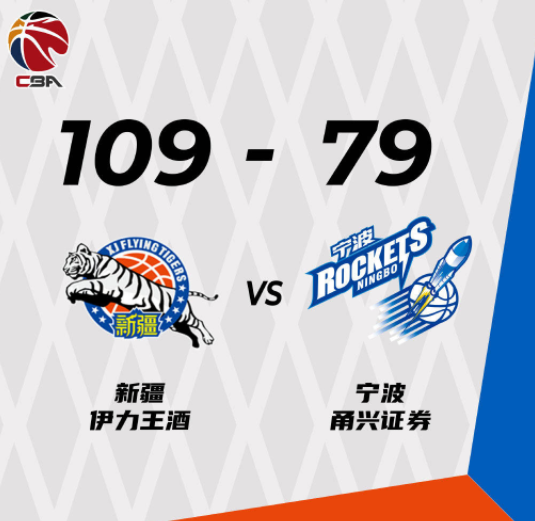 齐麟19+7 于德豪14+10+6断 新疆5人得分上双以109-79轻取宁波