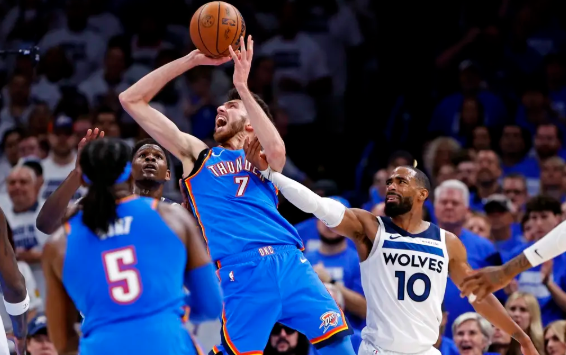 NBA-SGA34+8+7 华子19分 雷霆轻取森林狼4-1晋级总决赛